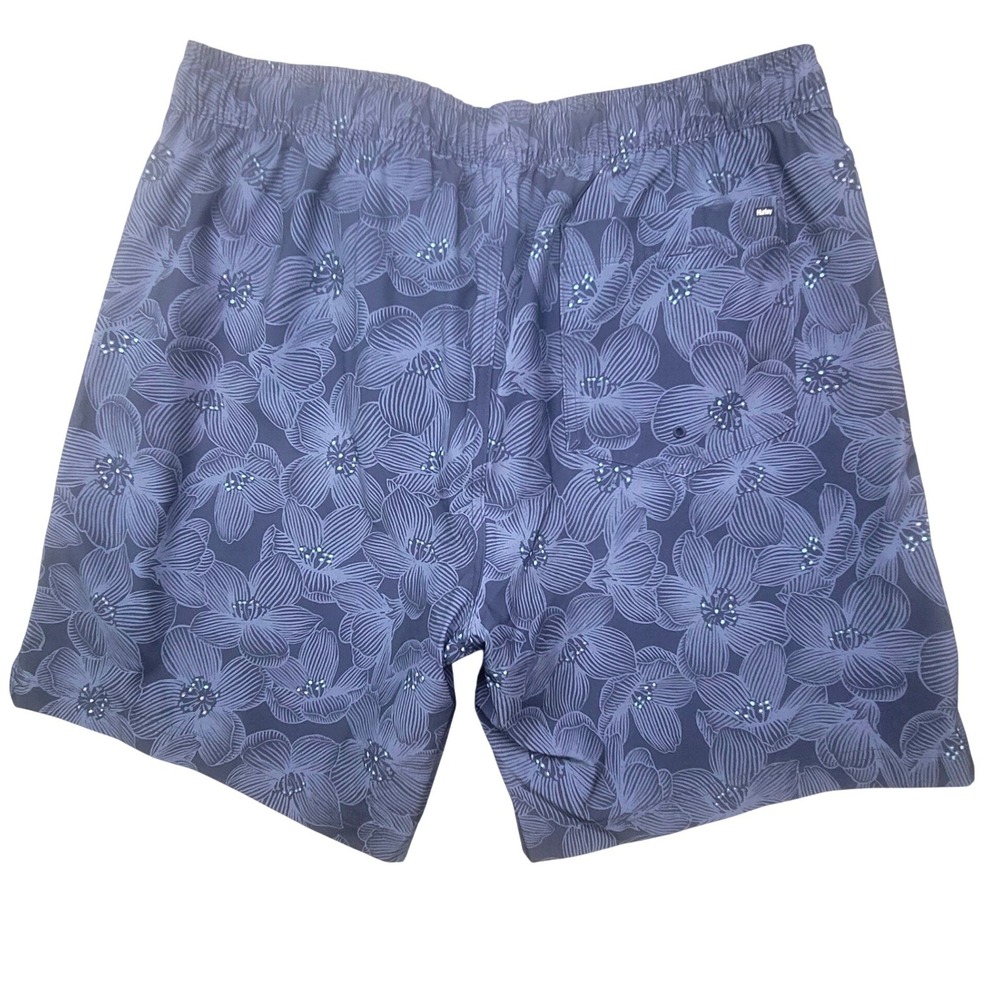 Hurley Mens XL Blue Floral Board Shorts Swim Trunks Drawstring Elastic Waist - Picture 4 of 8